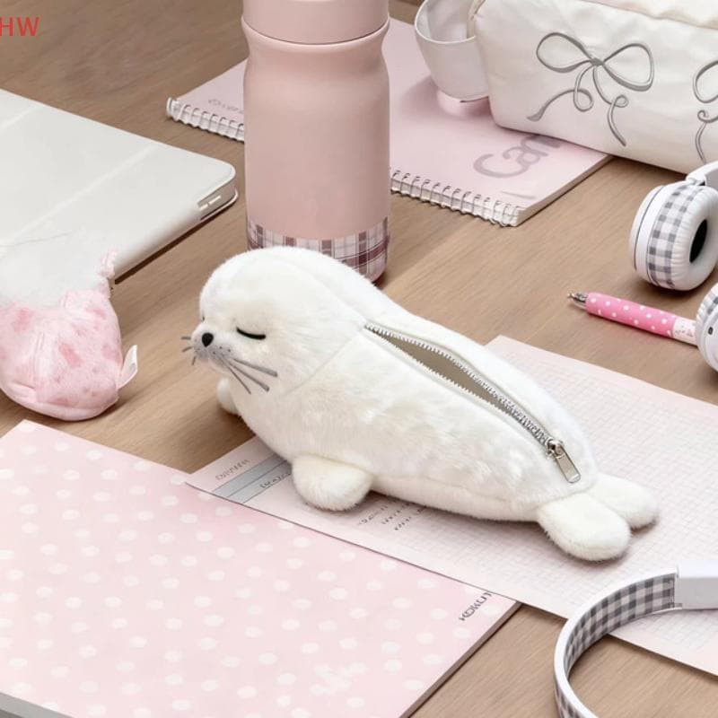 Bolsa De Lápis De Pelúcia Com Vedação Fofa Zíper Para Organização De Crianças E Estudantes