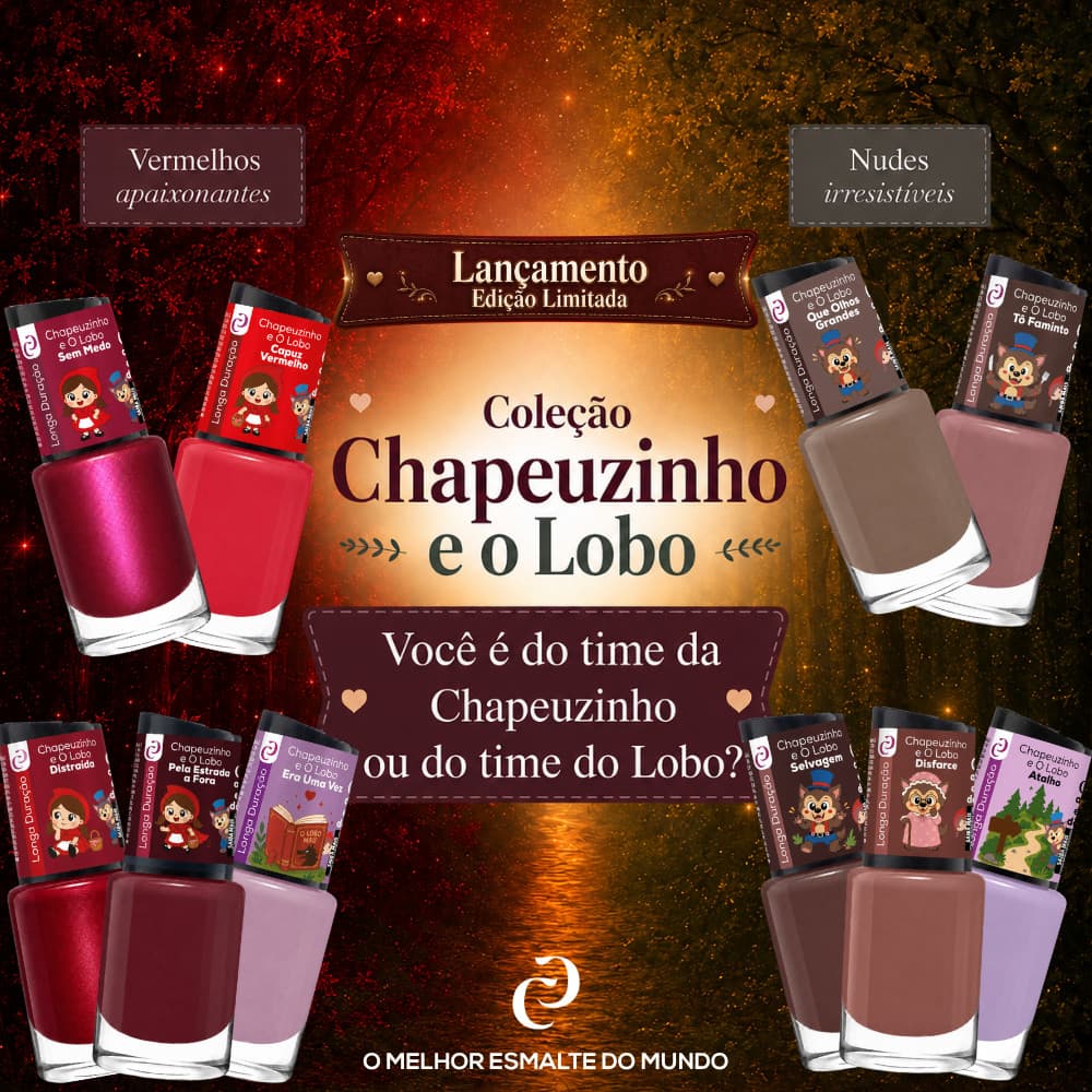Kit Esmaltes Cora Chapeuzinho e o Lobo (10 Esmaltes)