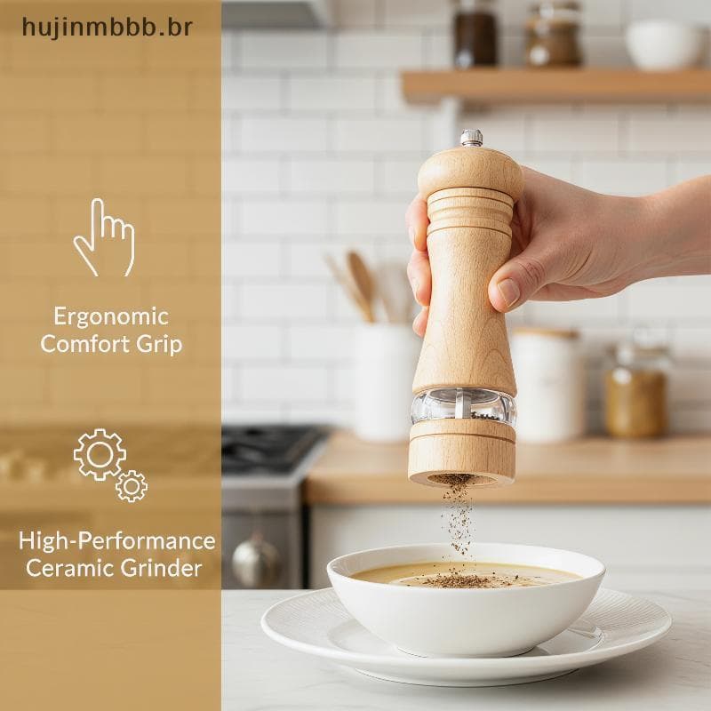huji 3 Pçs Manual Moedor De Pimenta Borracha Madeira Núcleo Cerâmico Frescomente Moído Em Pó Tempero Garrafa Ajustável A