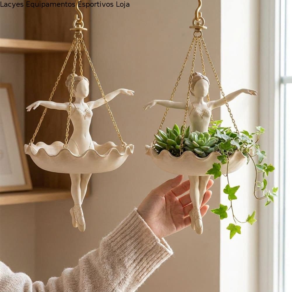 LACYES Bailarina Pendurado Plantador , Resina Caprichoso Vaso De Flores De Fadas , Cesta De Plantas De Suspensão De Meni