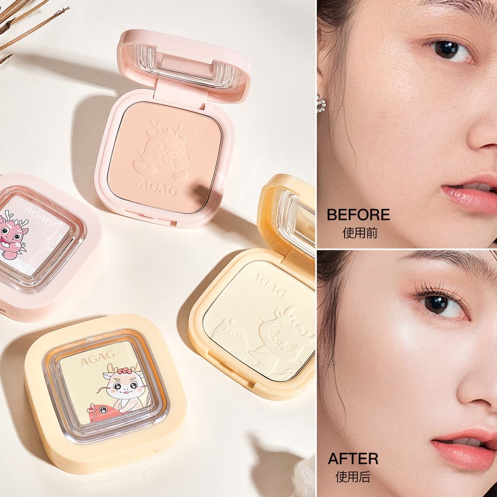 Pó Compacto Fixador AGAG - Acabamento Matte, Longa Duração, Iluminador, Pó Solto de Cor Intensa