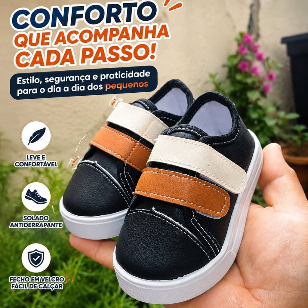 Tênis Infantil Bebê Menino Velcro Casual Confortável Escolar Solado Antiderrapante