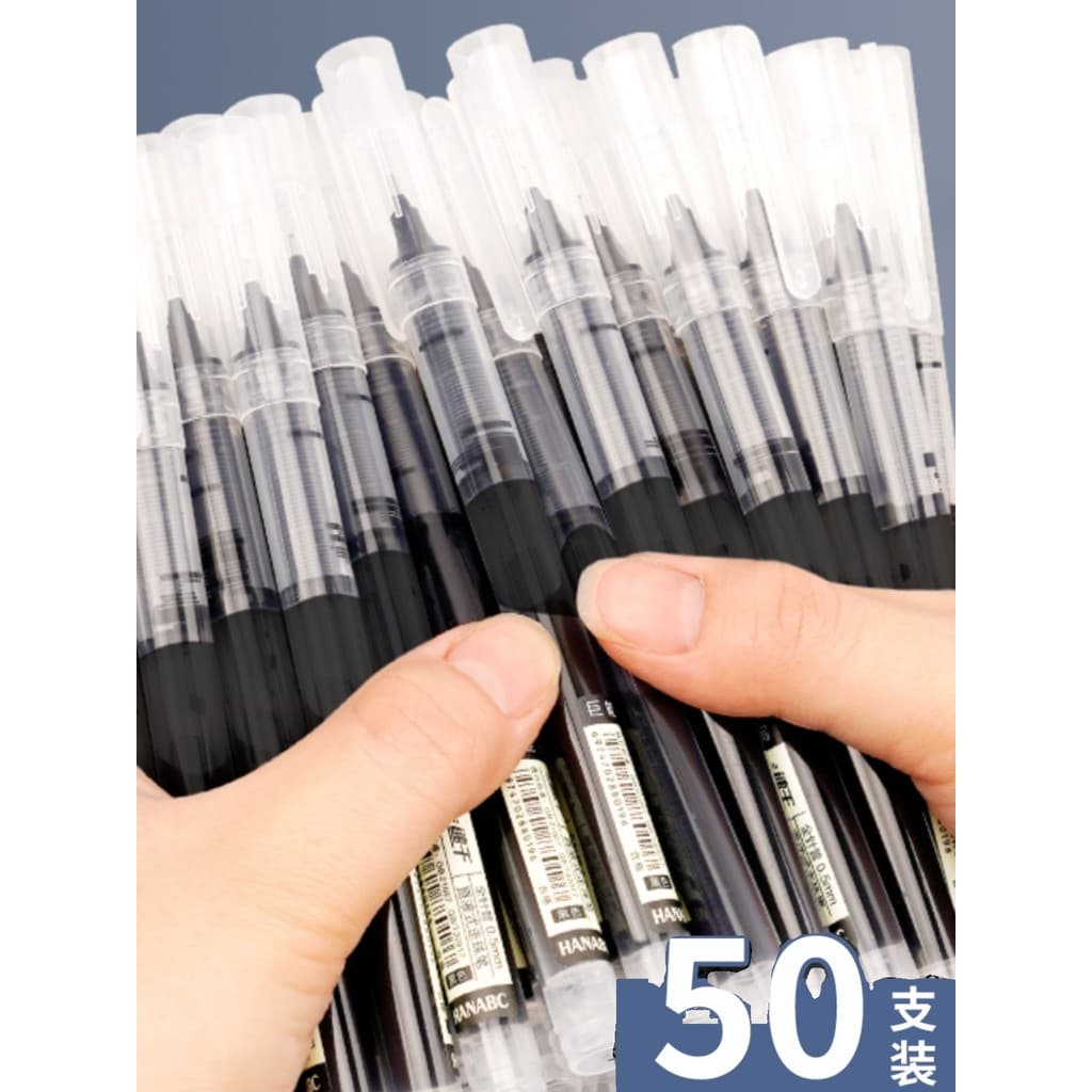 Caneta Rollerball líquida reta Caneta de Gel para estudantes usam caneta tinteiro preta de secagem rápida de grande capa