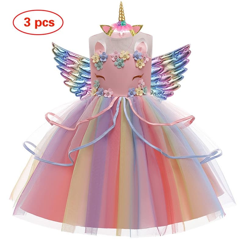 Fantasia de Unicórnio 2024 Moda Desenho Animado Princesa Festa Verão Carnaval Vestido Elegante Roupa de Halloween 9UNO