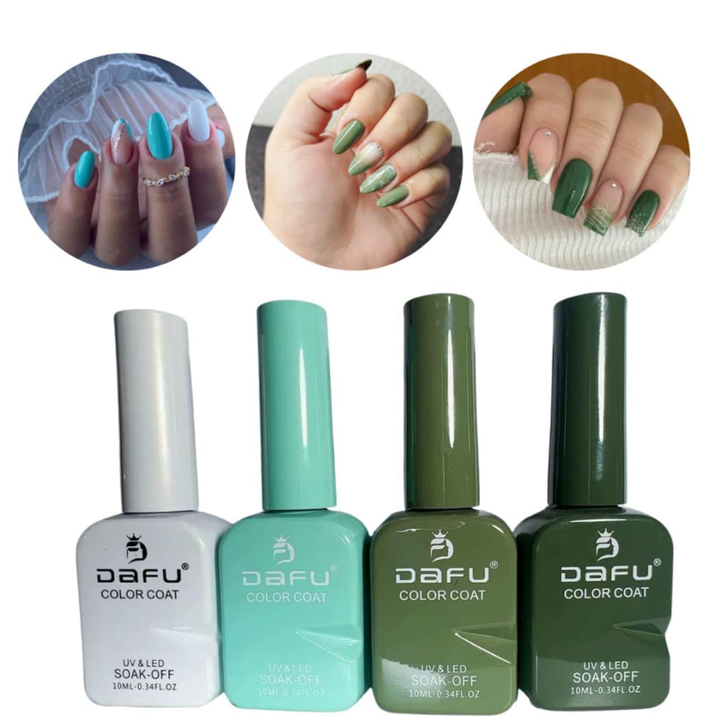 Kit 4 Esmalte Em Gel Nova Embalagem Tons De Verde 10Ml Dafu