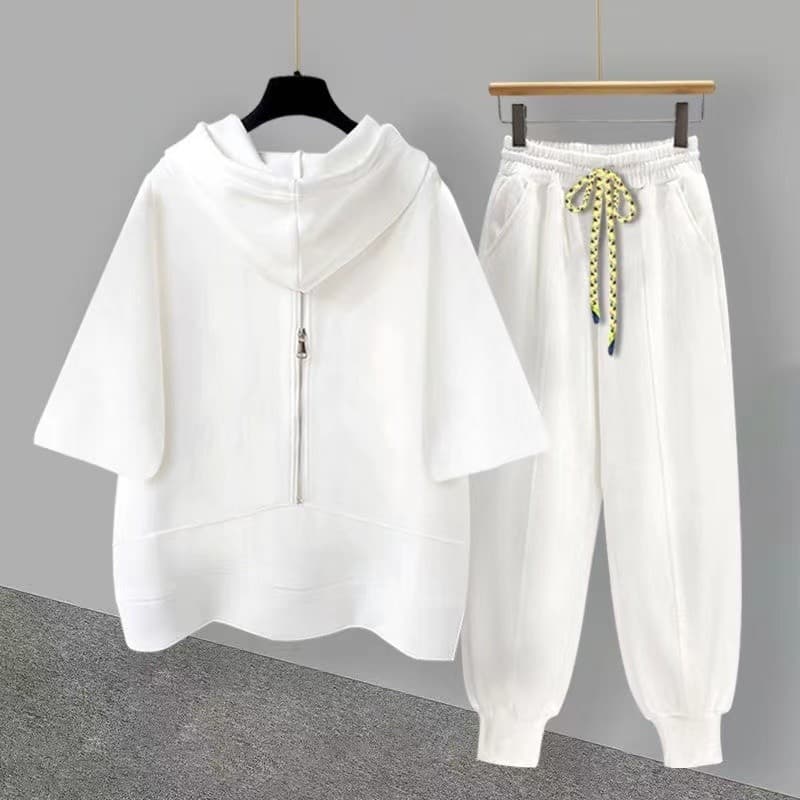 Street Wear calçado Sweatpants terno masculino 2026 novo estilo versão coreana na moda cor sólida zíper Design camiseta