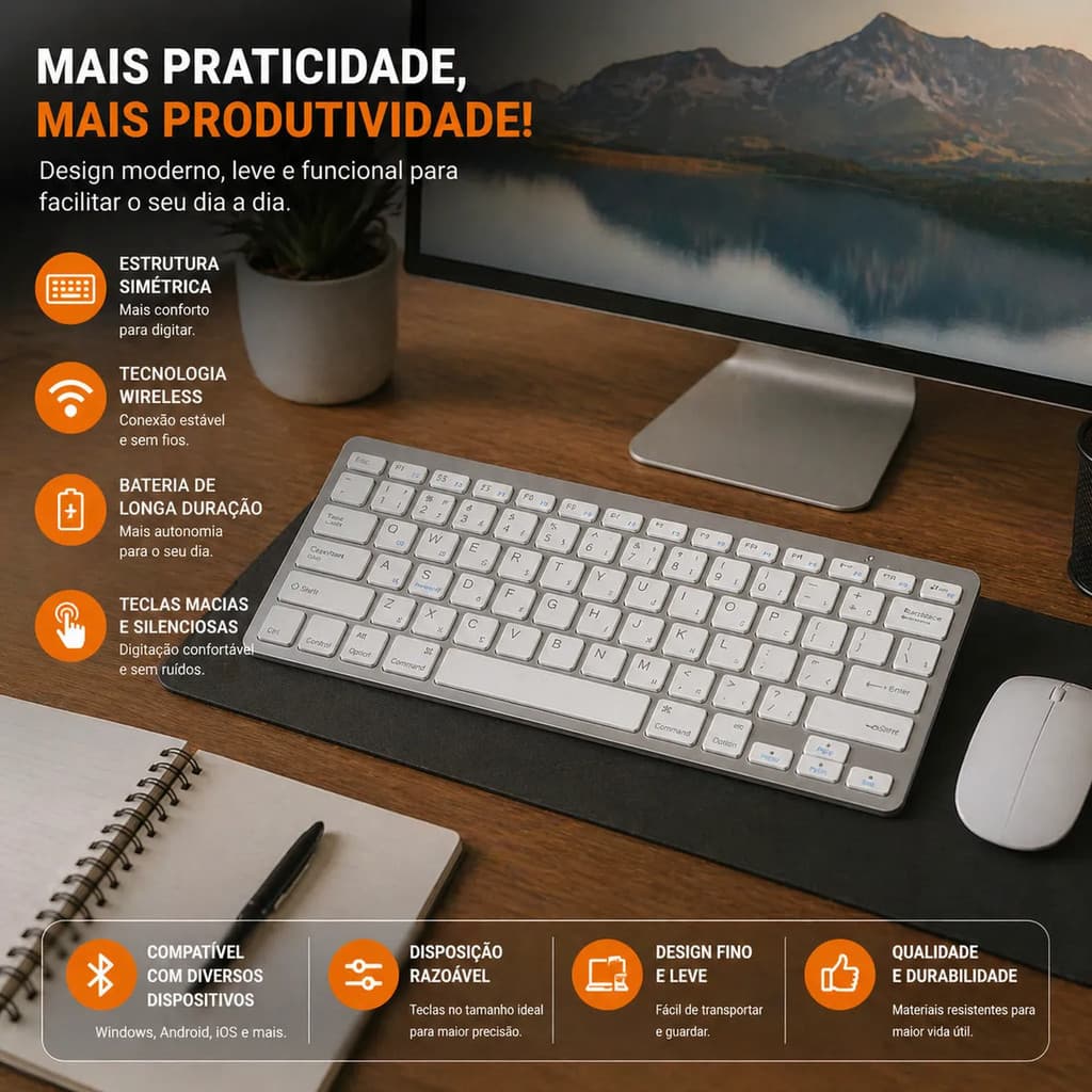 Teclado Wireless Bluetooth Lehmox Ley-174