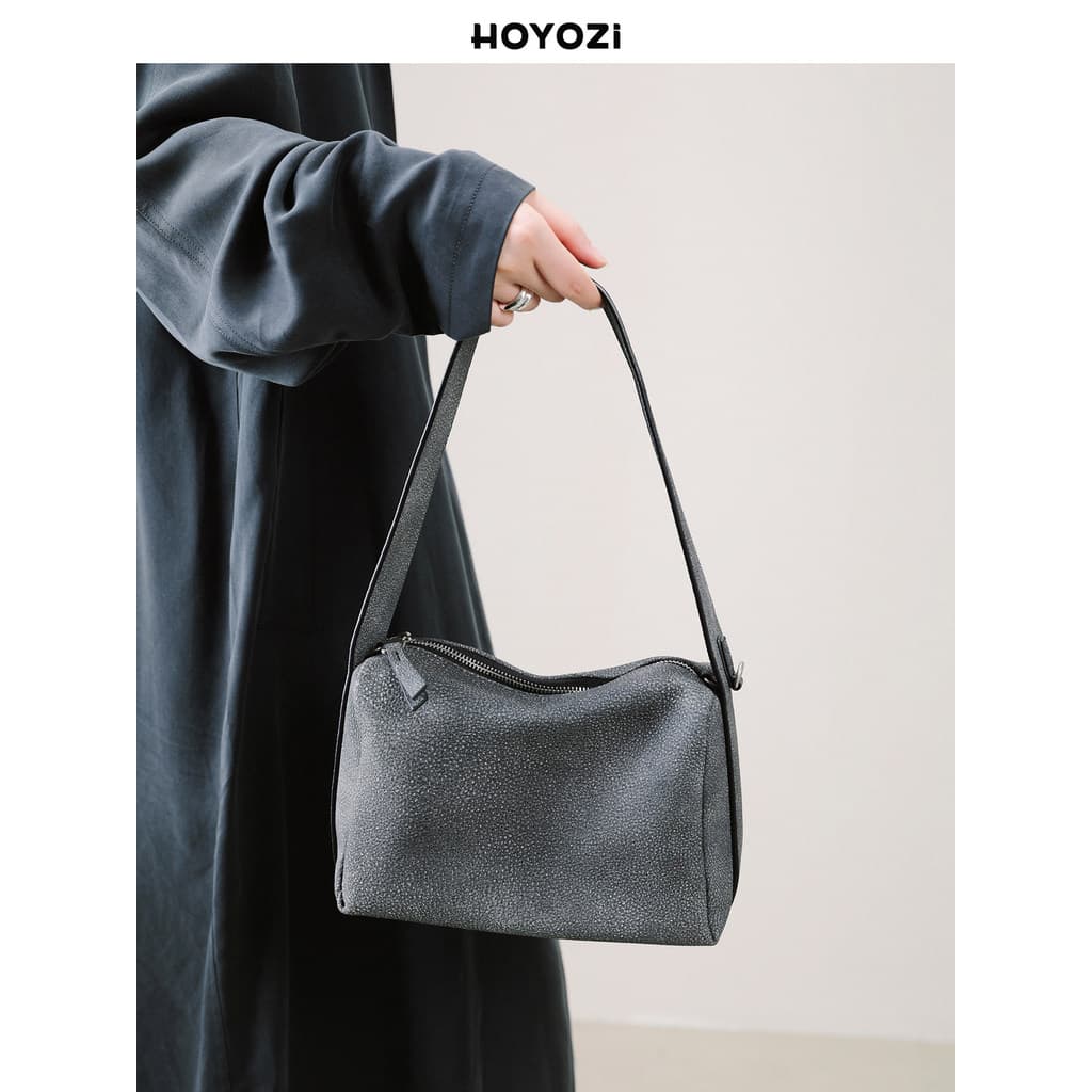 [Bolsa Xiaoyoujia] HOYOZI Cinza Lancheira Bolsa Mensageiro Bolsa Feminina Novo Estilo de Ombro Portátil