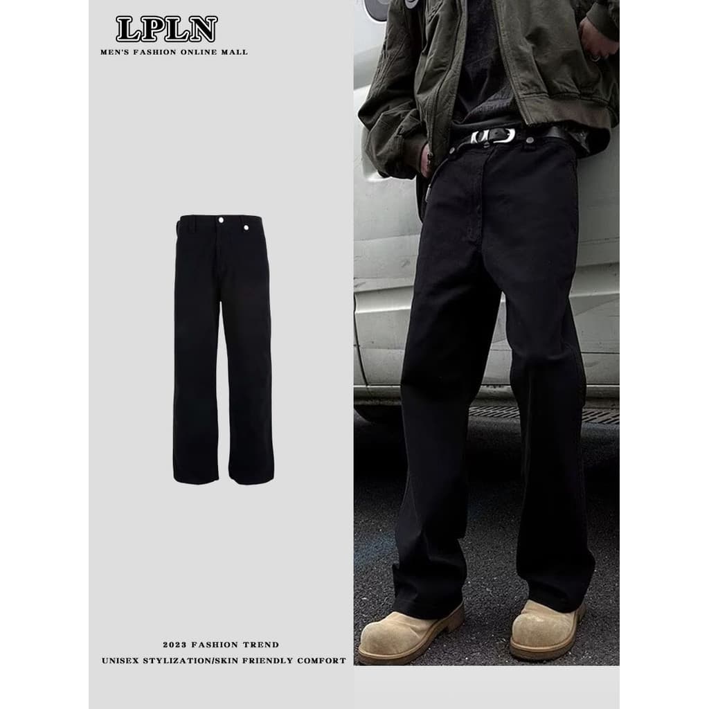 LPLN 2.0 Versão Atualizada Tecido Texturizado Macacão de Cor Sólida Masculino Street Wear Solto Lavado Calças Ligeiramen