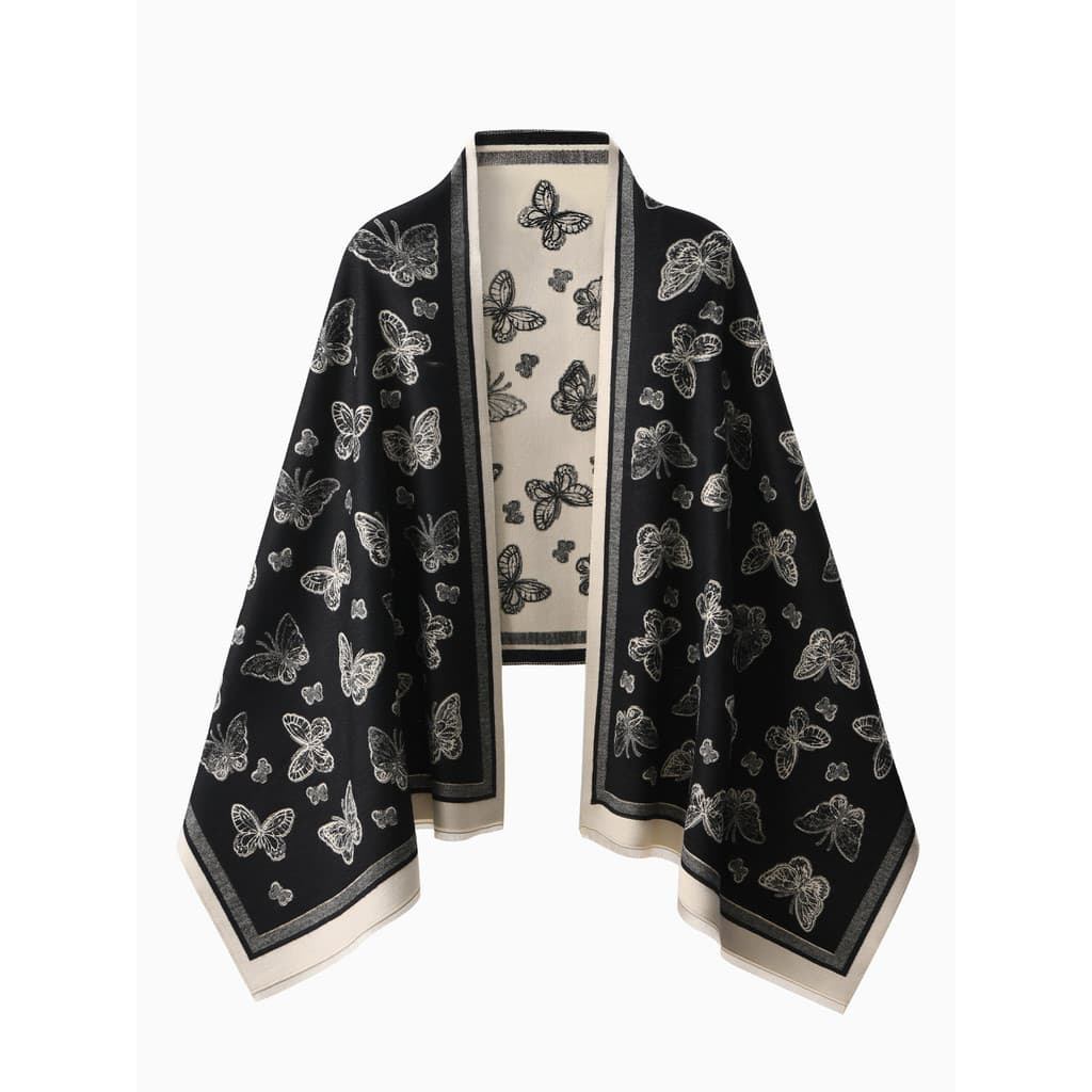 Borboleta preto verão ar condicionado quarto xale feminino exterior Wear escritório Nap cobertor almofada de ombro pesco
