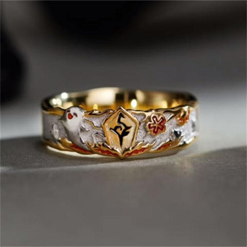 Novo anel feito por fãs com elemento de nogueira, mercadoria de anime e jogos, anel bidimensional personalizado e requin