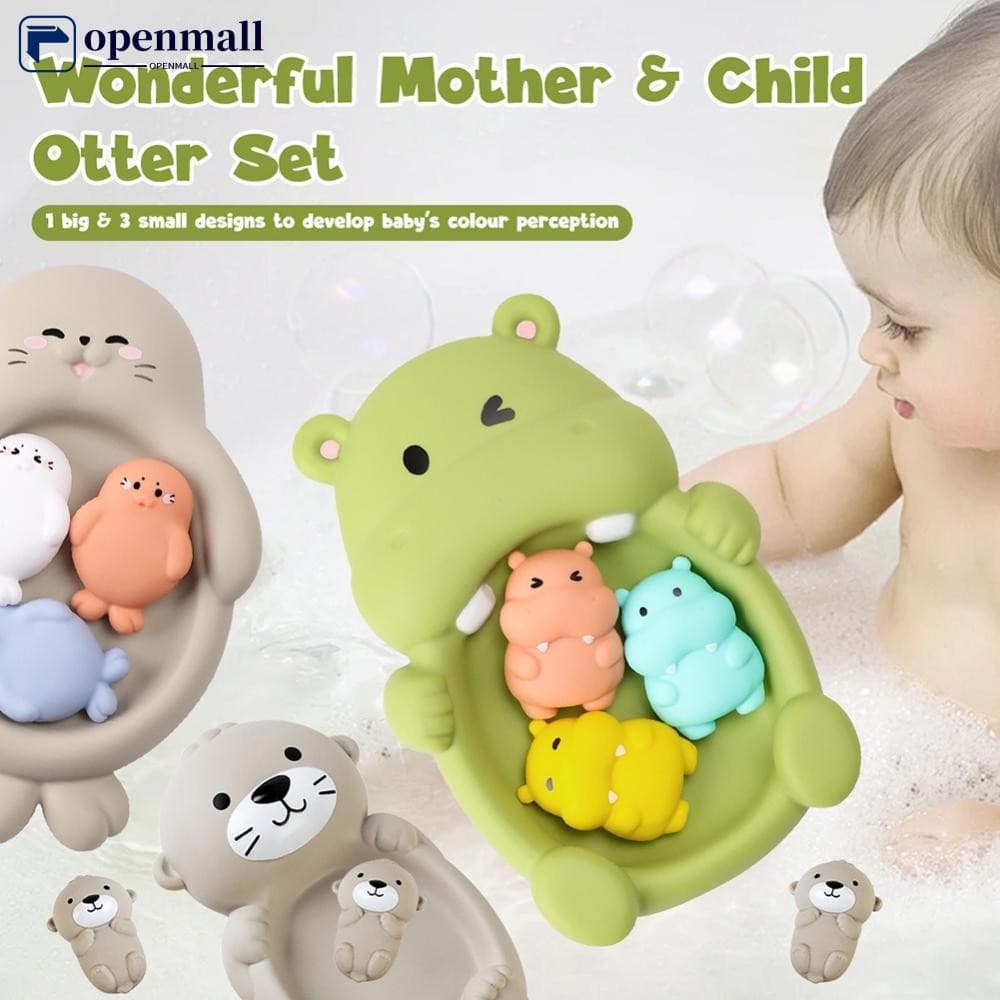 OMALL Brinquedos De Banho De Animais Flutuantes Banheira De Bebê Hipopótamos Selos Lontras Fácil De Segurar Colorido Hor