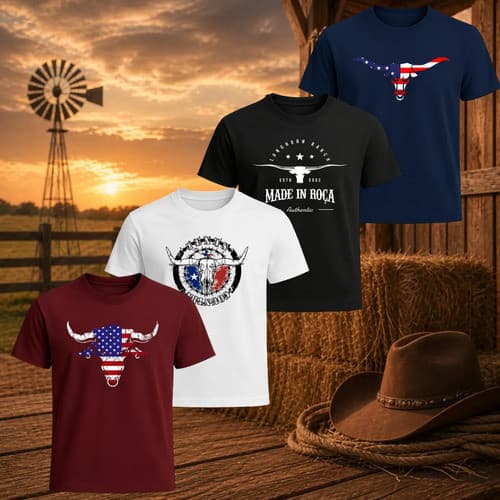 Kit 4 Camisetas Roupa Infantil Moda Country Estampas Agro