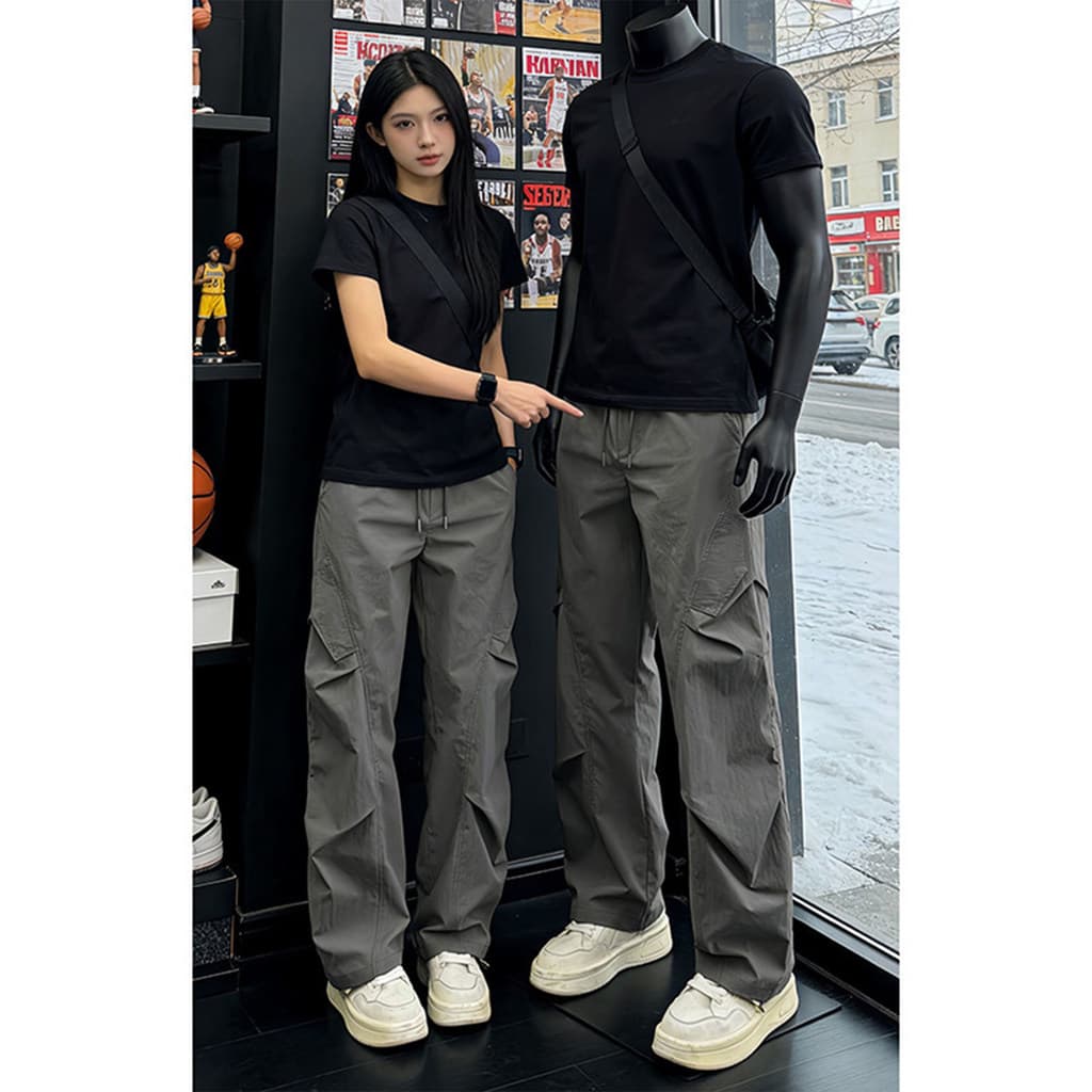 Estilo americano Street Wear plâncton bonito macacão masculino verão estilo fino respirável mais magro olhar solto calça