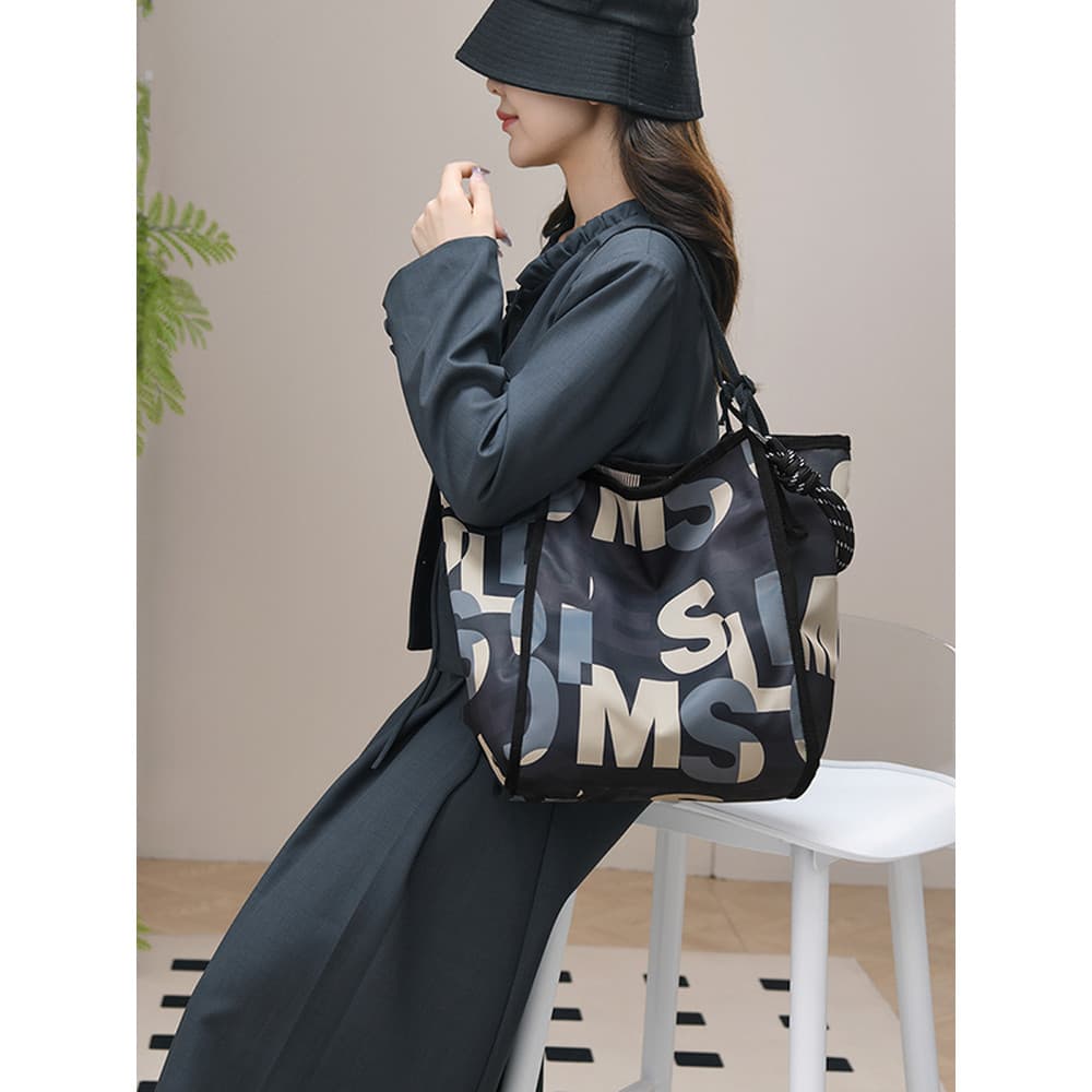 2025 novo estilo moda carta impressa sacola feminina grande capacidade bolsa de um ombro viagem na moda bolsa feminina C