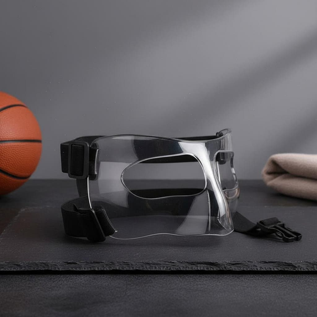 Máscara Facial De Basquete Com Alça Ajustável De Colisão Transparente De Longa Duração Leve Para Vôlei