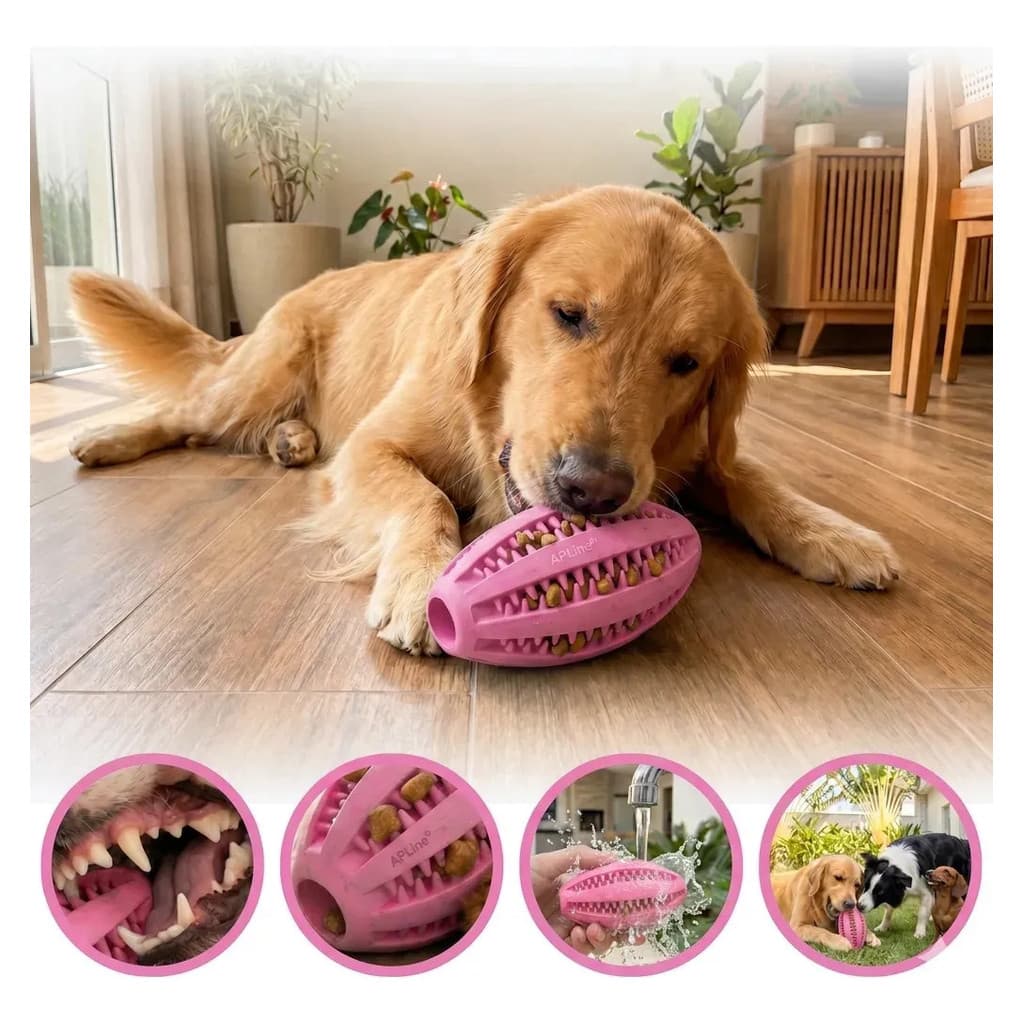 Petisqueira Para Cães Pet Cor Rosa Brinquedo Mordedor Anti Ansiedade Alívio De Estresse Limpeza Dental Higiene Bucal...