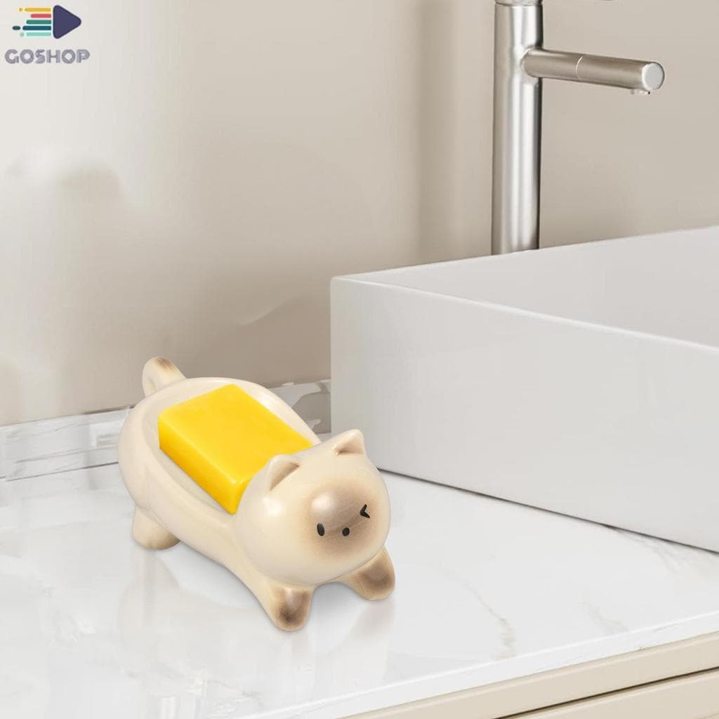 Bandeja De Sabão De Bancada Estilo Gato , 2 Peças , Cerâmica , Formato De Saboneteira Para Banheiro , Chuveiro , Pia De