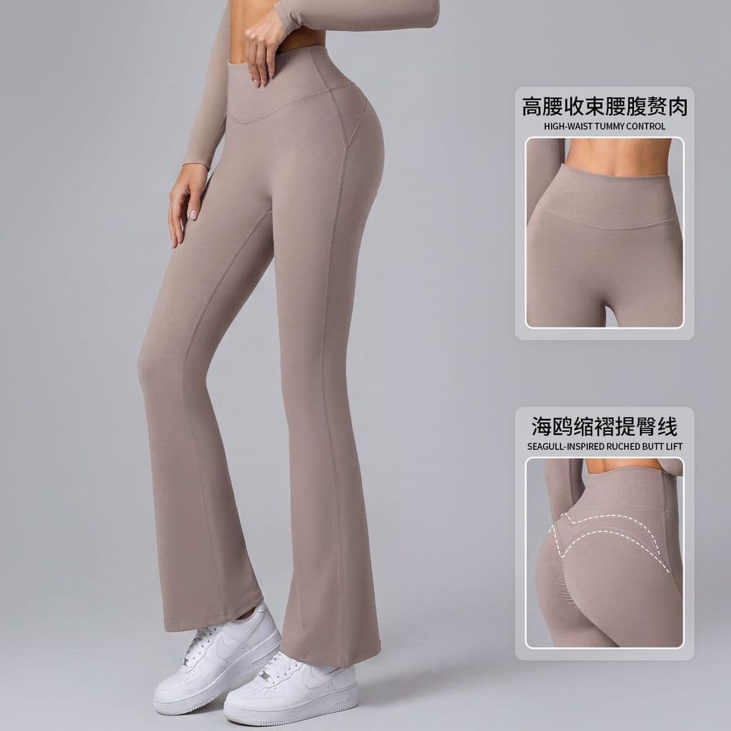 Skinny yoga calças de perna larga 3D Hip-Lifting influenciador esportes Fitness yoga cintura alta calças largas feminina