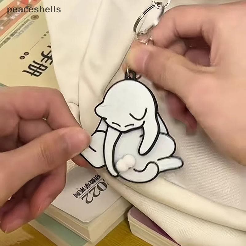 Criativo Puxar Jogar Ovo Gato Chaveiro Pingente Bonito E Engraçado Rotativo Acrílico Saco Para Mulheres Bolsa Acessório