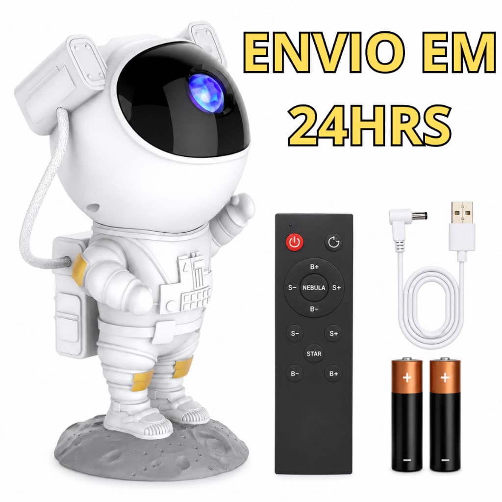 Projetor Galáxia Astronauta Controle Remoto Efeito Nebulosa Estrela Rotação 360 Cabeça Magnética USB