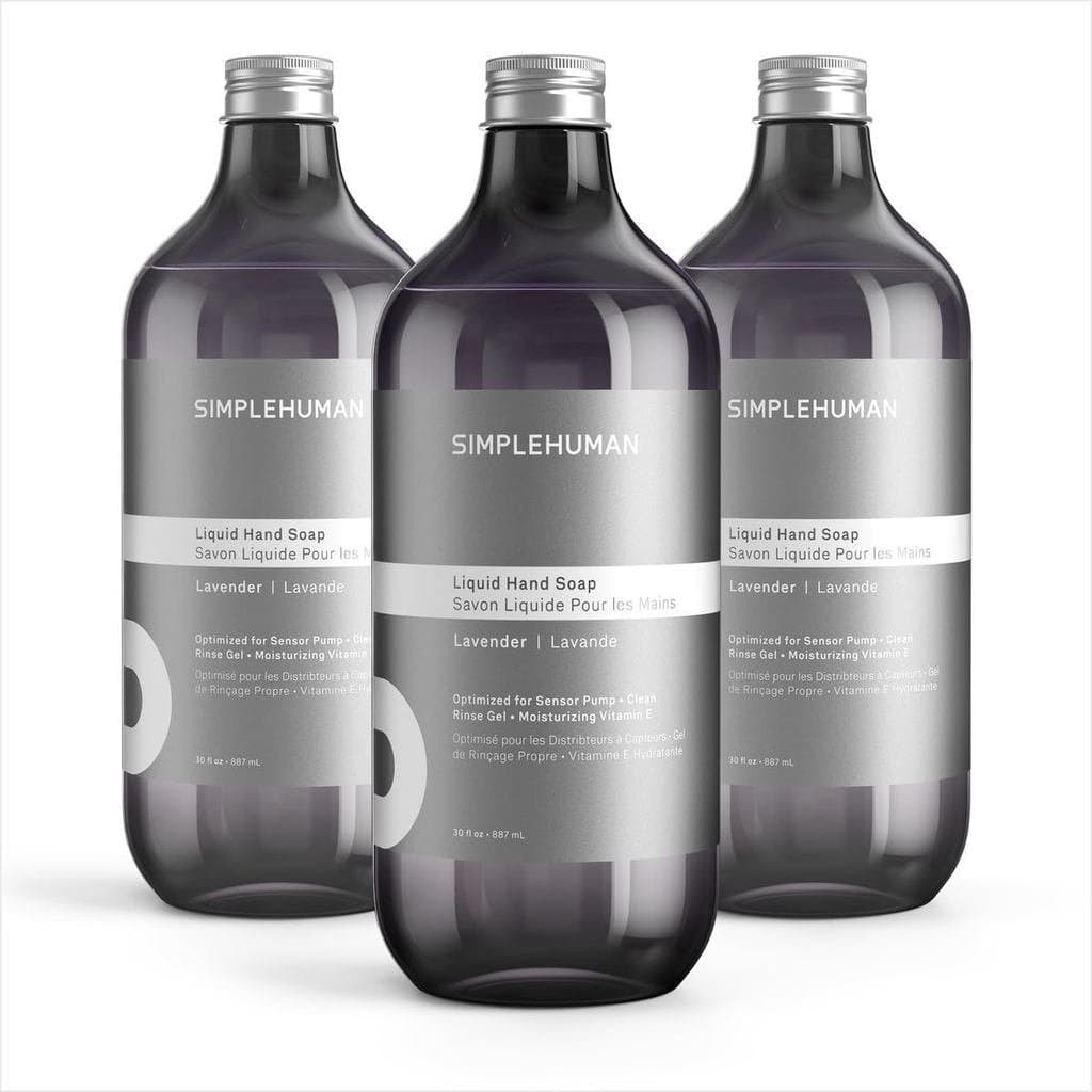 simplehuman Sabonete Líquido para Mãos de Lavanda, Frasco de Refil, Pacote com 3, 30 fl.oz. Cada, Aroma Suave e Refresca