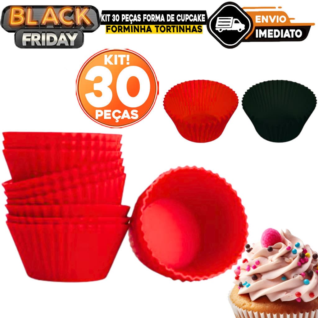 Kit 30 Peças Forma de Cupcake Silicone Muffin Forminha Tortinhas Mini Tortas Resistente Ao Calor ENVIO IMEDIATO