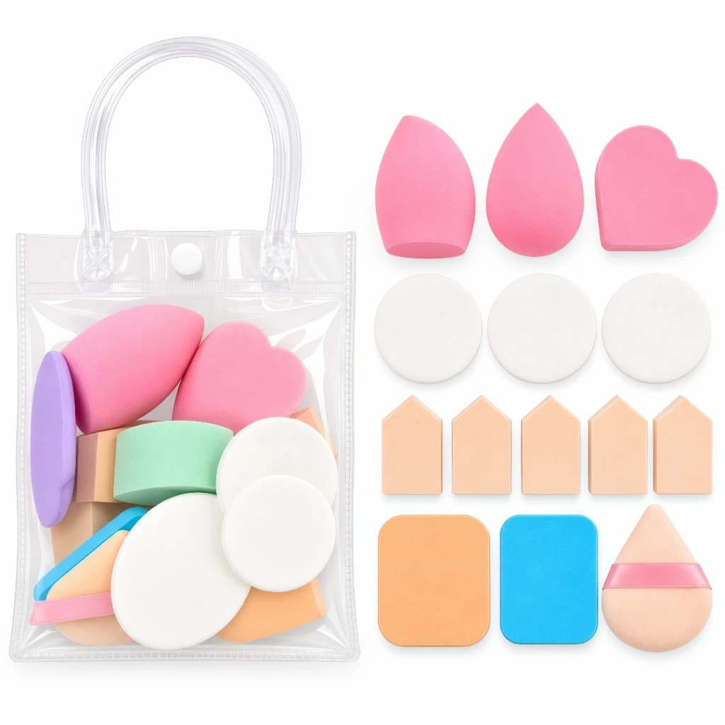Kit c/14un Esponjas de Gota e Blender Para Rosto e Maquiagem Base E Corretivo