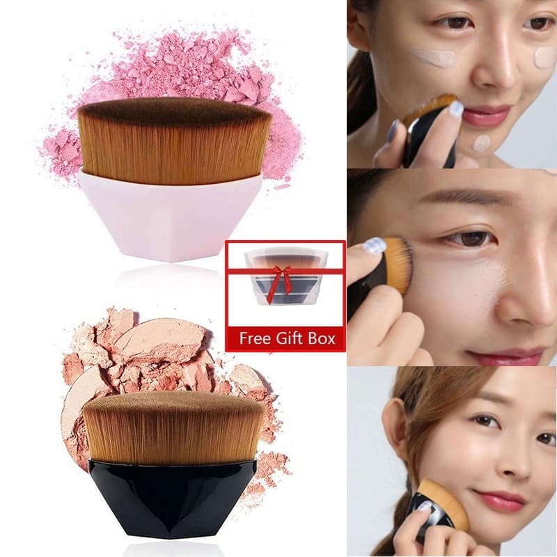 1PC Profissional Fundação Pincel De Maquiagem Plana Superior Kabuki Hexágono Rosto Blush Líquido Pó Escova Mistura Creme