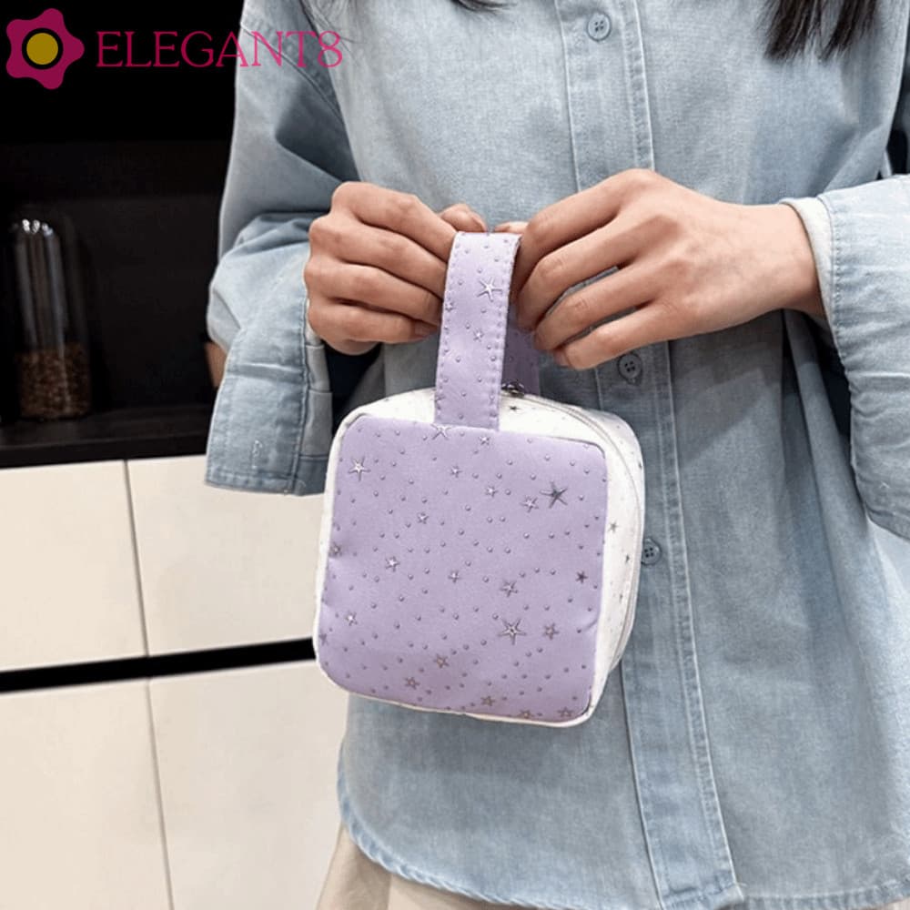 Organizador De Toalhas Sanitárias AELEGANT , Bolsa De Higiene Brilhante De Cor Contrastante Com Padrão De Estrela Armaze
