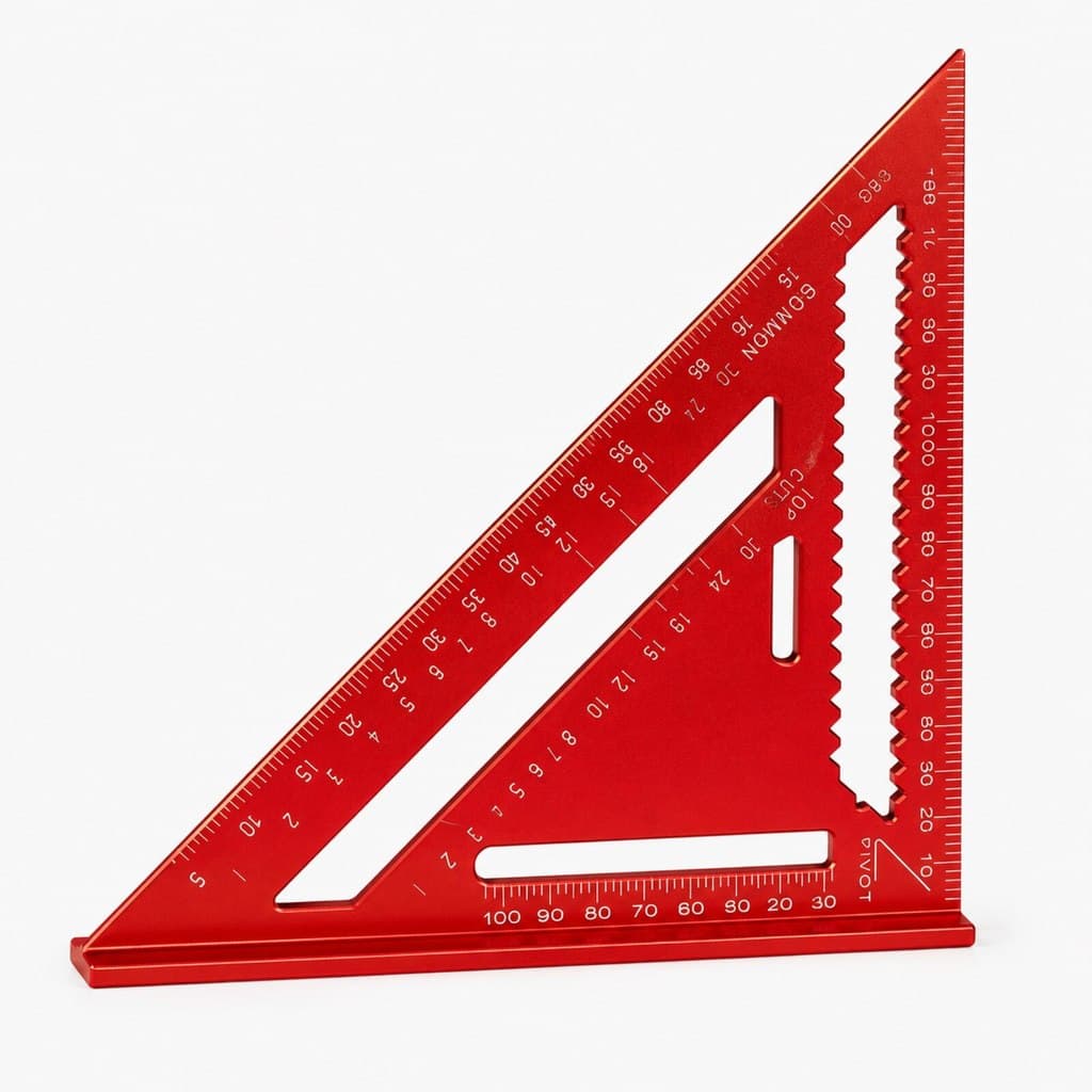 Esquadro de Alumínio 7" Multifuncional com Escala Métrica e Transferidor 0° a 90° para Carpintaria e Marcenaria