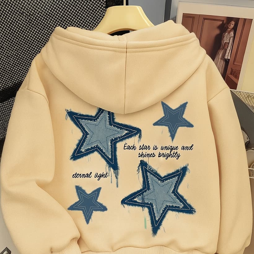 Moletom Canguru Masculino Estampado Estrelas Infantil Feminino 100% Algodão Premium Reforçado