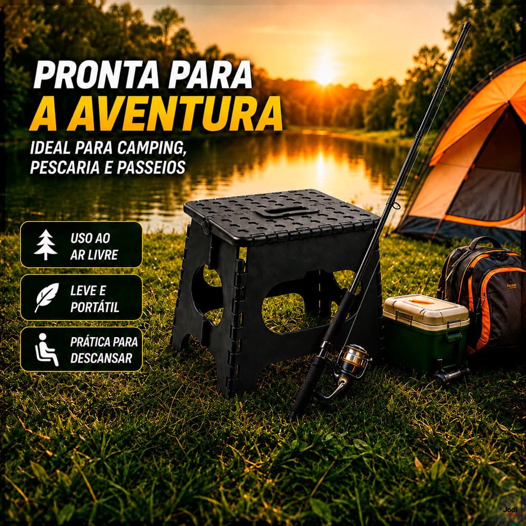 Banqueta Dobrável Portátil Com Alça Para Camping E Pescaria