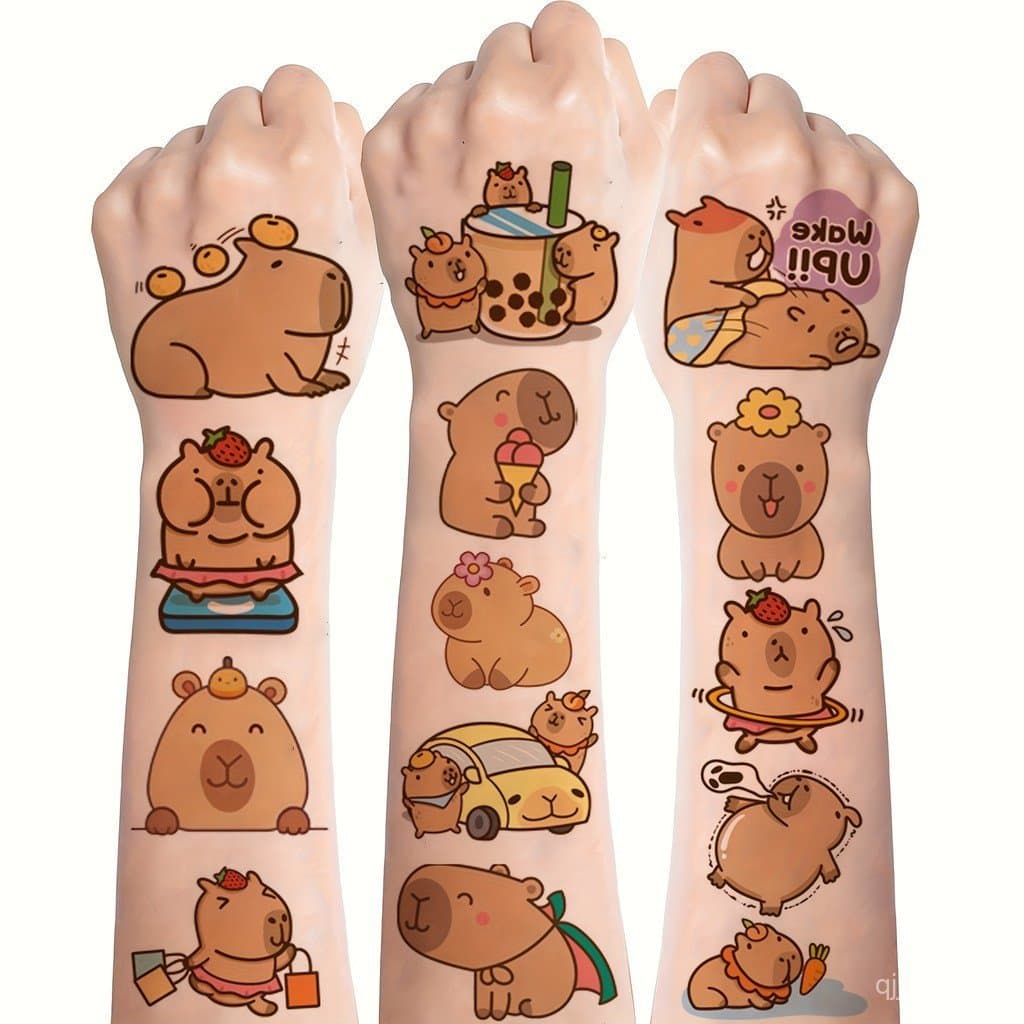 30 Adesivos de Capivara, Tatuagens Temporárias de Golfinho Fofas, Formato Oblongo, Para Presente de Aniversário