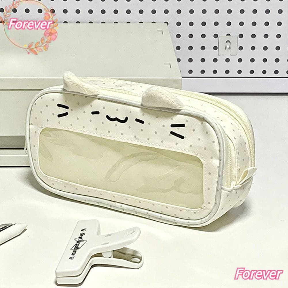 Estojo para Lápis EQUIP, Grande Capacidade com Janela de Exibição, Estojo para Canetas com Padrão de Gato em Duas Camada