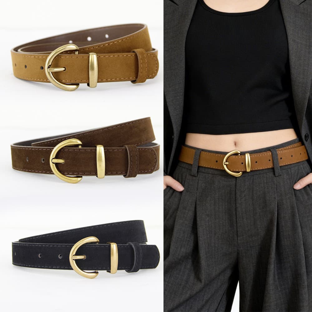 Cinto De Cintura Vintage Elegante Em Tecido De Camurça Simulado , Simples Para Calças Femininas