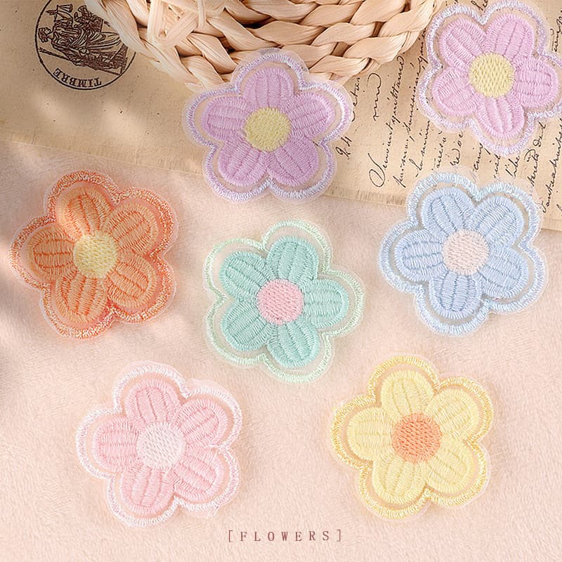10 Pçs Fio De Algodão Bordado Flor Remendos Roupas Chapéu Saco Sapato Material De Reparo Telefone Caixa De Presente Deco