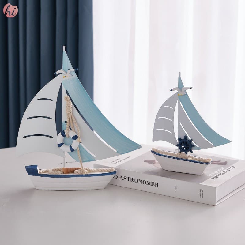 Modelo De Navio Mediterrâneo De Ferro De Madeira-Decoração De Mesa De Veleiro Ornamento Estilo Oceano