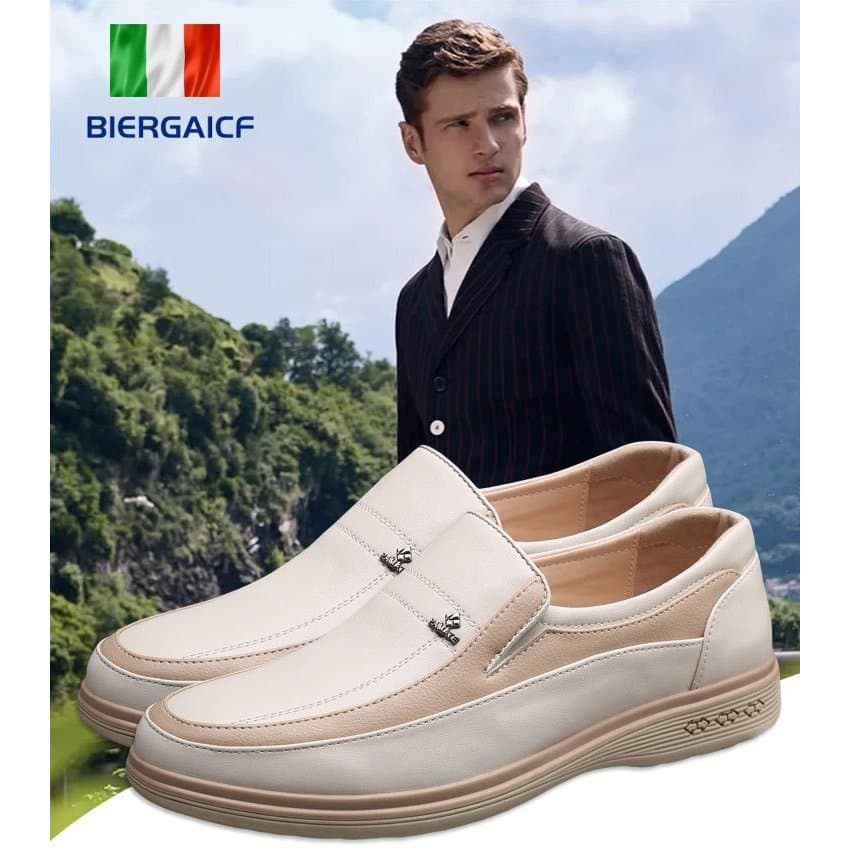 [Elegância Respirável] Men's Premium Leather Shoes For Business Casual | Sapatos Masculinos/Clássico/Leve/Para Escritóri