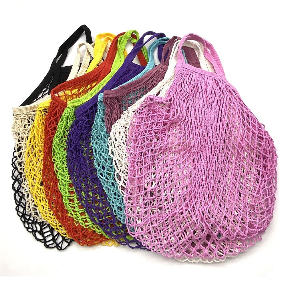 Sacola de compras reutilizável de malha, sacola de armazenamento de malha para vegetais e frutas, sacola de malha para m