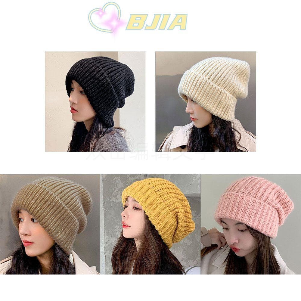 BJIA Gorros De Malha Sólidos Fofos Para Mulheres/Homens Femininos Casuais