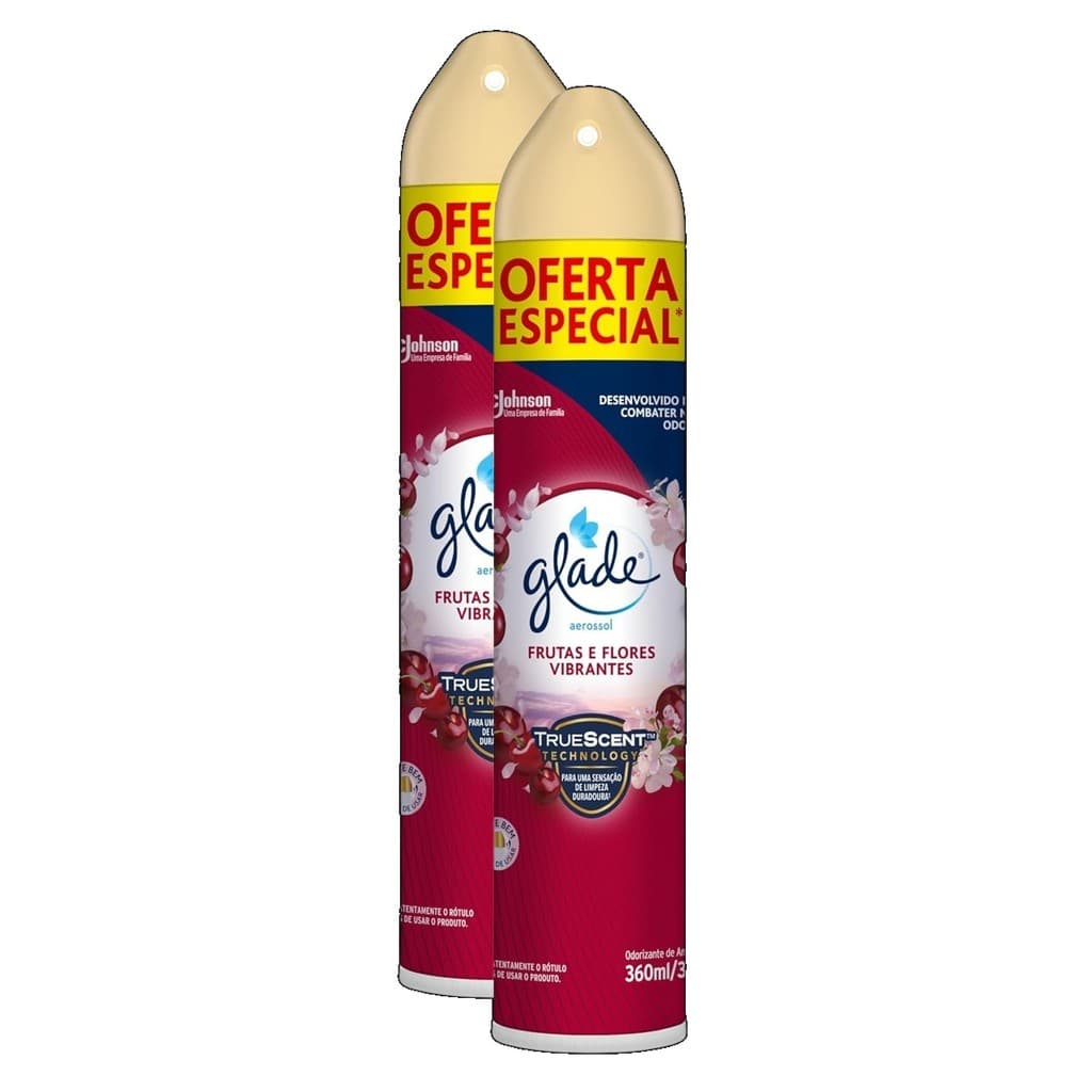 kit 2 Glade Aromatizador de Ambiente Odorizador de Ambiente Frutas e Flores Vibrantes Aerosol 360ml