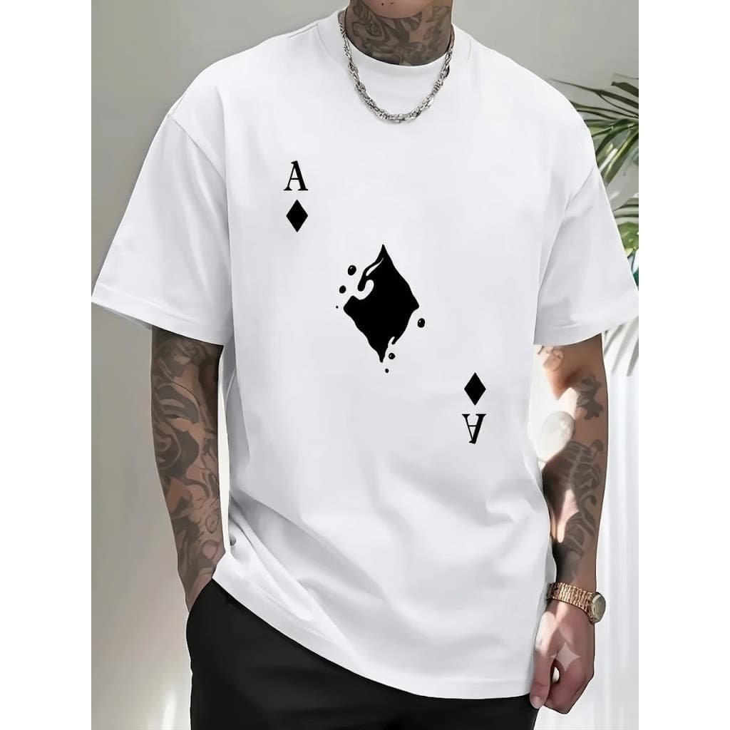 Camiseta Algodão Masculina As De Ouro Baralho Cartas Jogo Streetwear Moda Plus Size