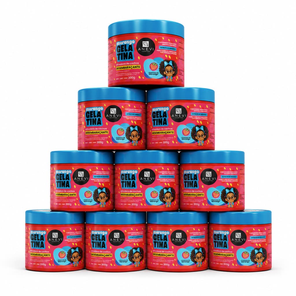 10 Gelatina Ativadora morango E Ou Modeladora De Cachos, Ideal Para Cabelos Ondulados, Cacheados E Crespos