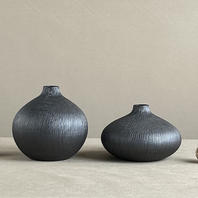 Jingdezhen novo artesanato de cerâmica chinesa ornamentos artesanais grés forma plana vaso arranjo ornamentos estilo Ret