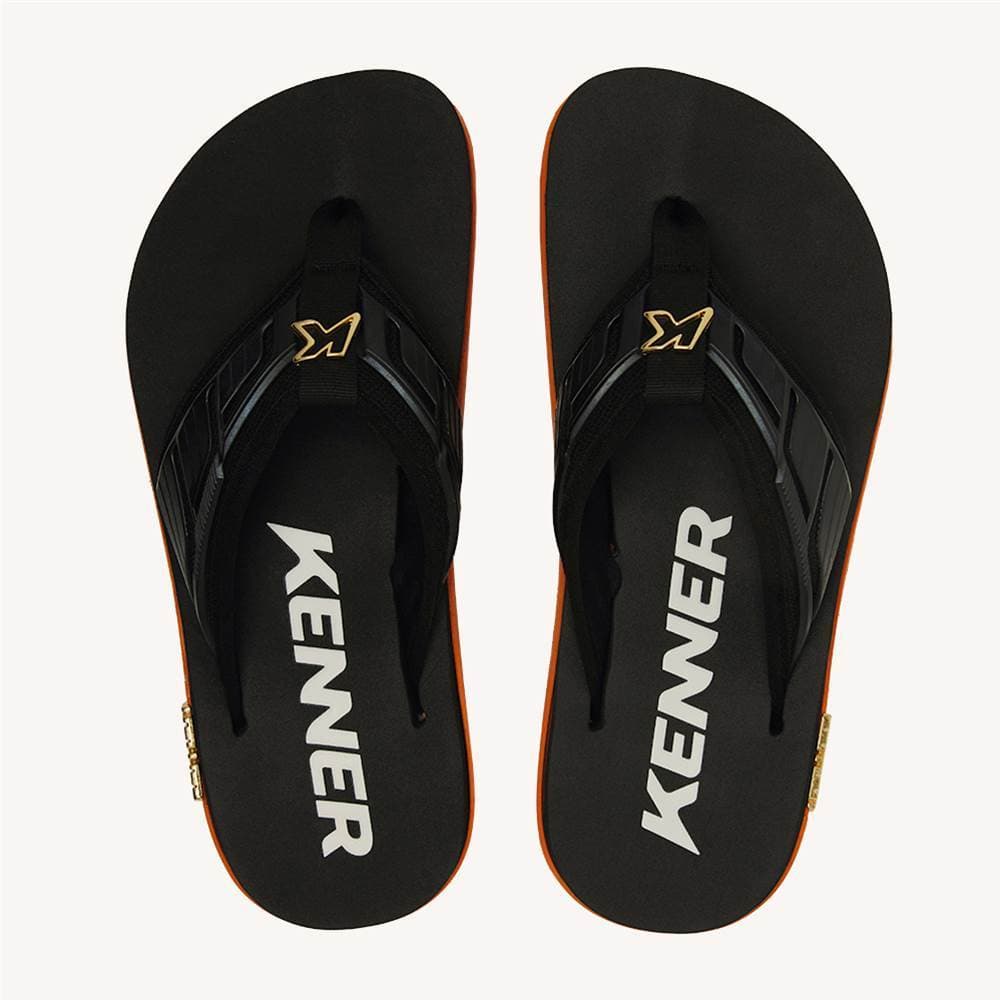 Chinelo Sandália Kenner Kivah Full Force Gold Preto Laranja