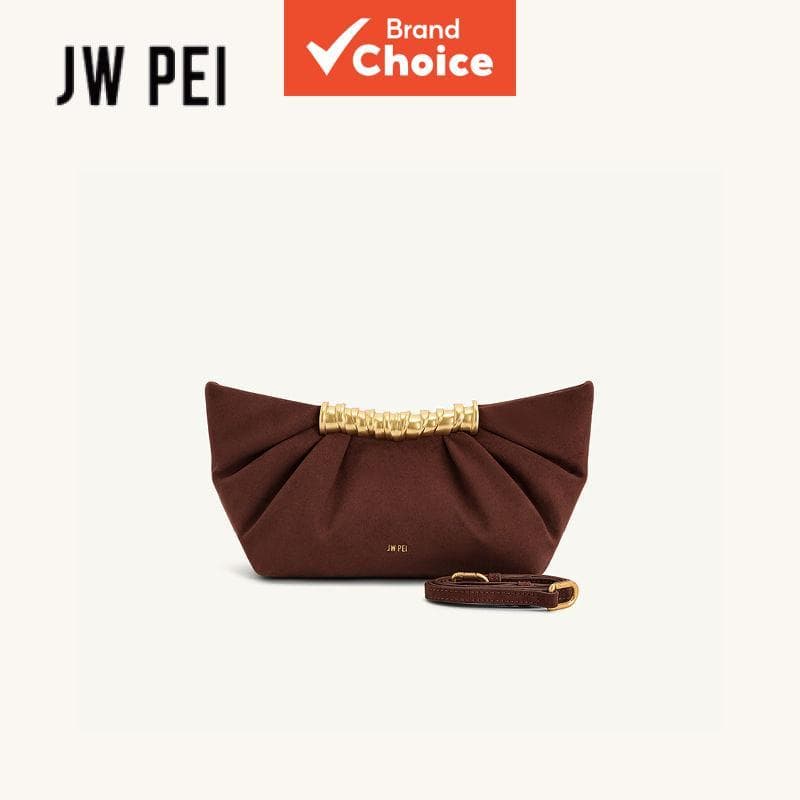 JW PEI Ruched Clutch Bag, Bolsa de ombro de couro PU macio, Bolsa tiracolo, Bolsa de mão plissada, de noite,