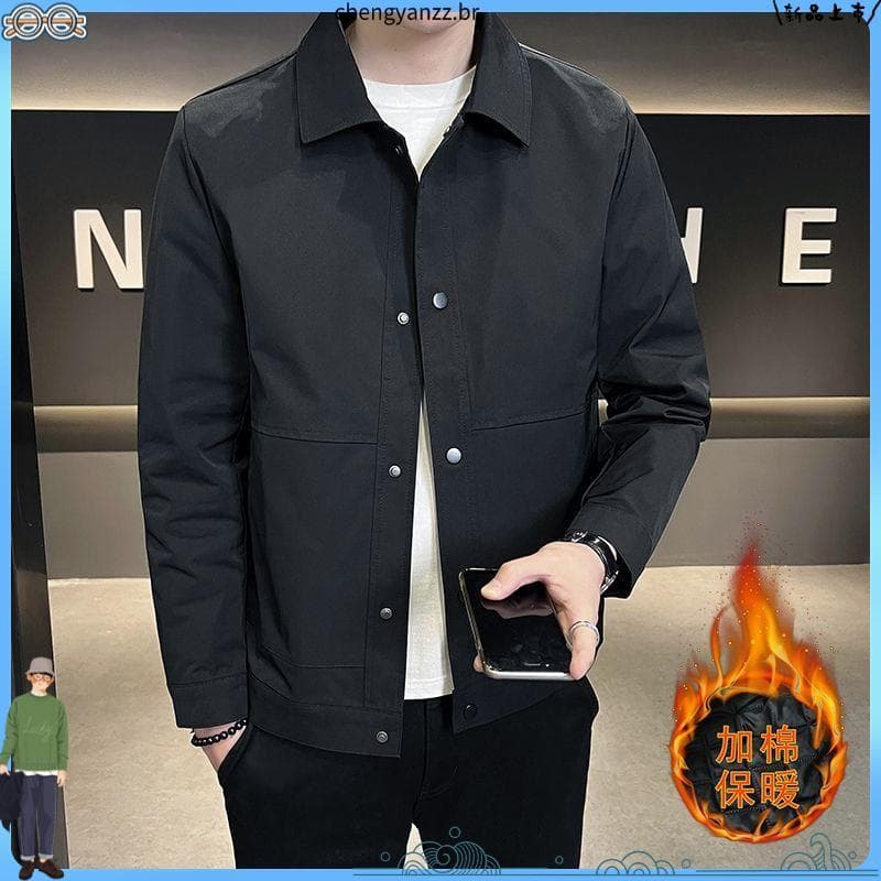 Outono inverno algodão quente lapela jaqueta masculina Casual fino-ajuste nova jaqueta na moda All-match simples bonito