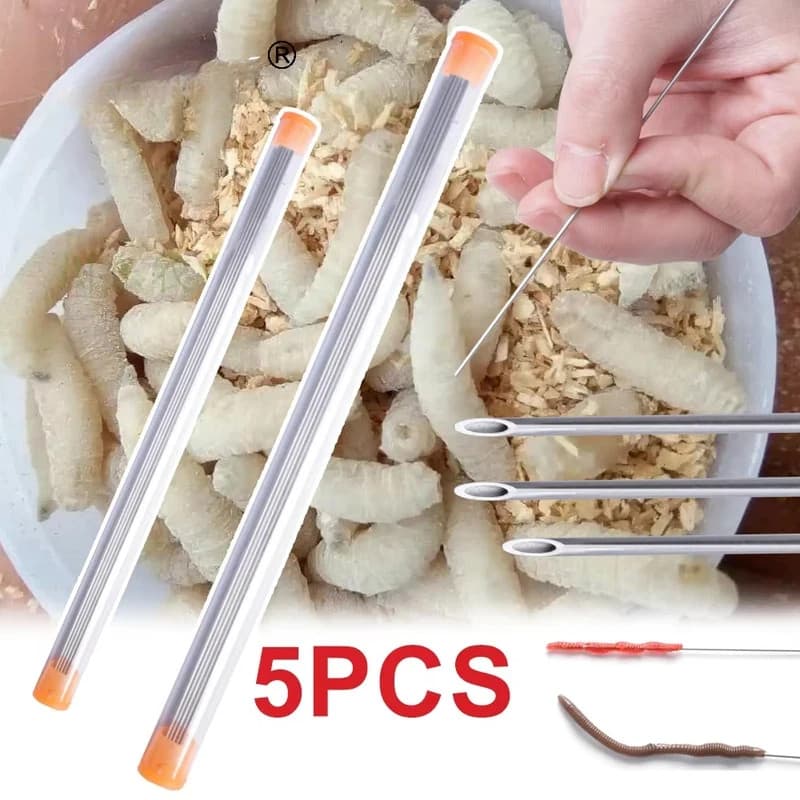 Agulha de Pesca para Minhocas em Aço Inoxidável, Portátil, Oca, para Perfurar Minhocas, Ferramenta de Pesca