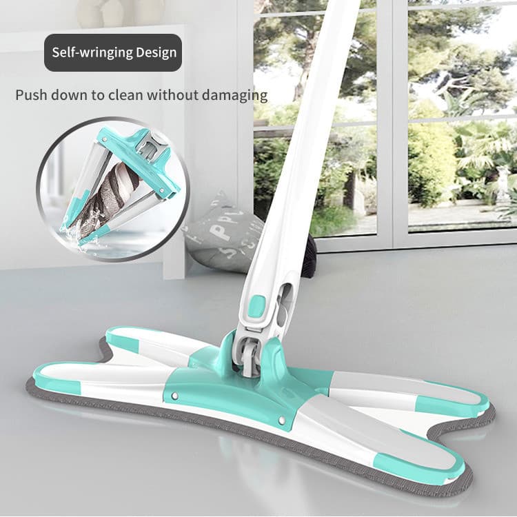 [Limpeza Prática] Mop Plano Tipo X Automático/Molhado e Seco/Para Limpeza de Piso/Ideal para Casa
